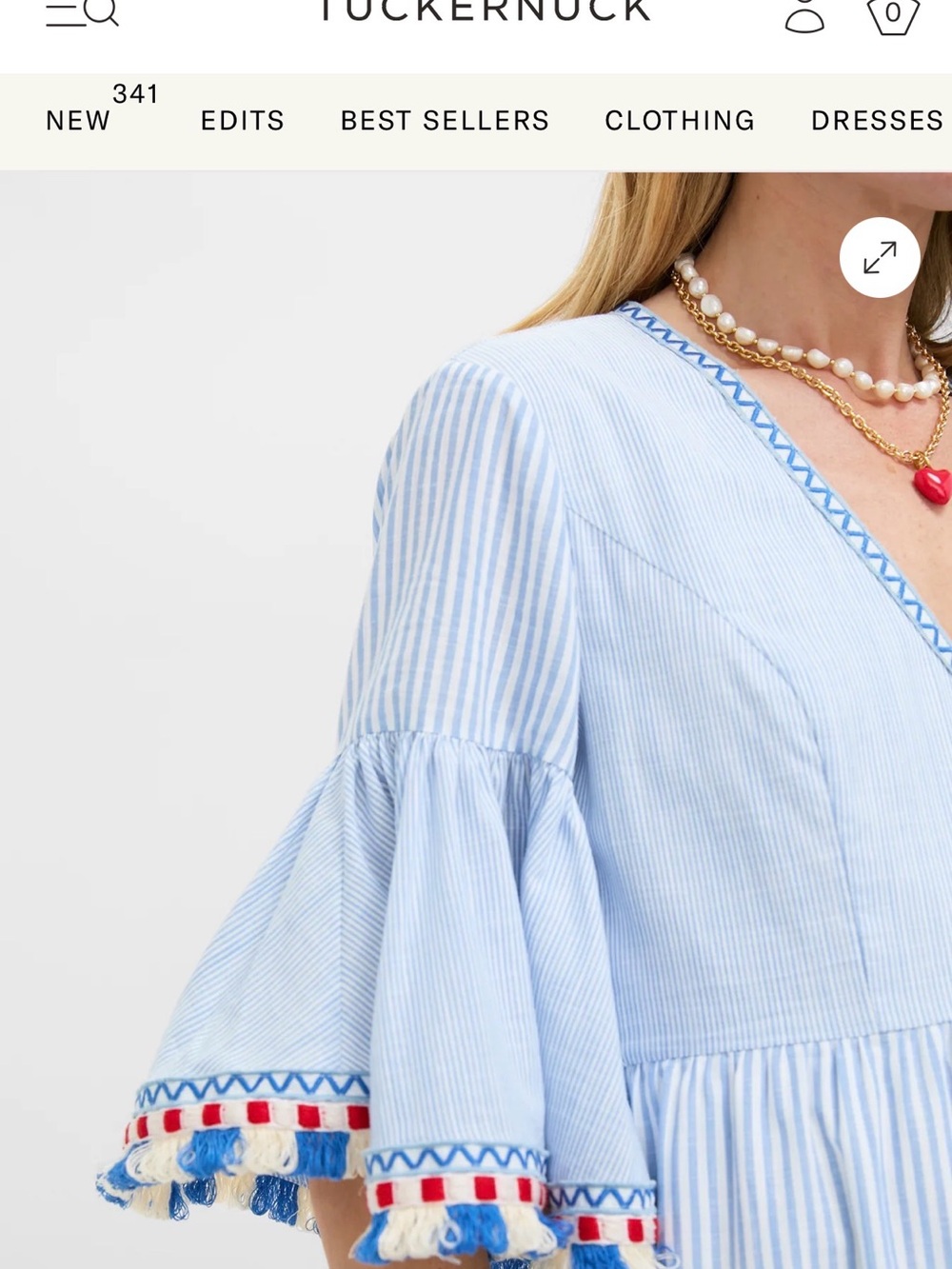 Tuckernuck Light Blue Chambray Maxi Dress with Pom Pom Trim - Picture 4 of 7